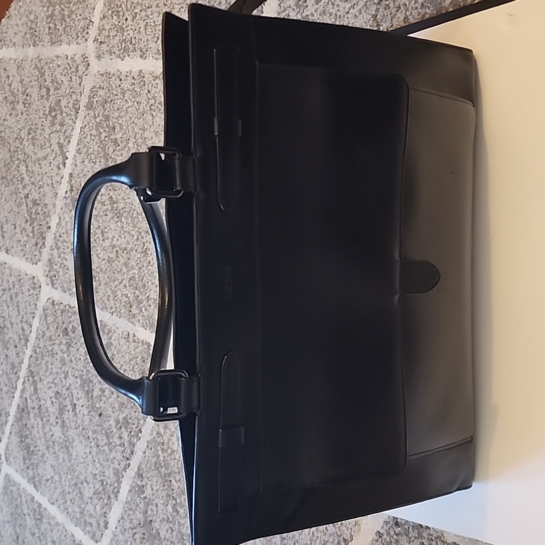 Lodis Black Leather Top-Handle Tote